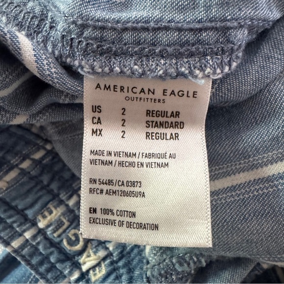 American Eagle Wide Leg Striped Pants with Elastic Tie Waist Size 2 - Picture 8 of 9